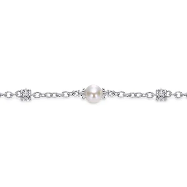 925 Sterling Silver Filigree and Pearl Station Bracelet Image 2 Koerbers Fine Jewelry Inc New Albany, IN