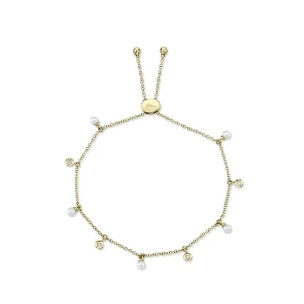 14K Yellow Gold Diamond and Cultured Pearl Bolo Bracelet Koerbers Fine Jewelry Inc New Albany, IN