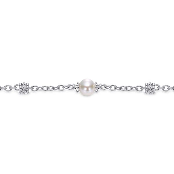 925 Sterling Silver Filigree and Pearl Station Bracelet Image 2 Koerbers Fine Jewelry Inc New Albany, IN