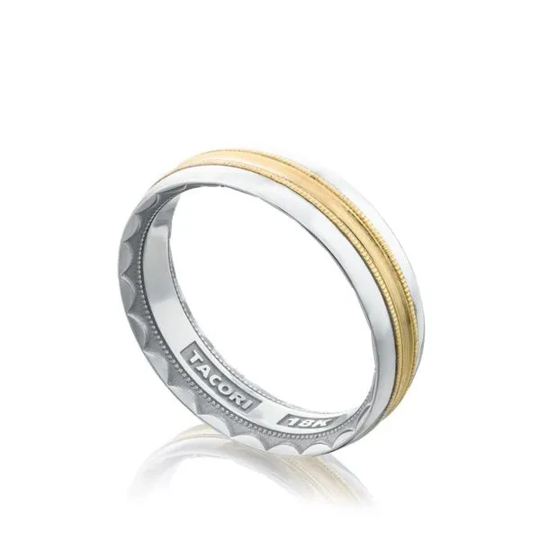 18K White & Yellow Gold Mixed Finish Gent's Wedding Band Image 2 Koerbers Fine Jewelry Inc New Albany, IN