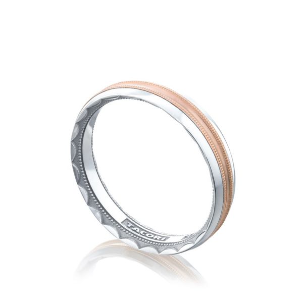 18K White & Rose Gold Mixed Finish Gent's Wedding Band Image 2 Koerbers Fine Jewelry Inc New Albany, IN
