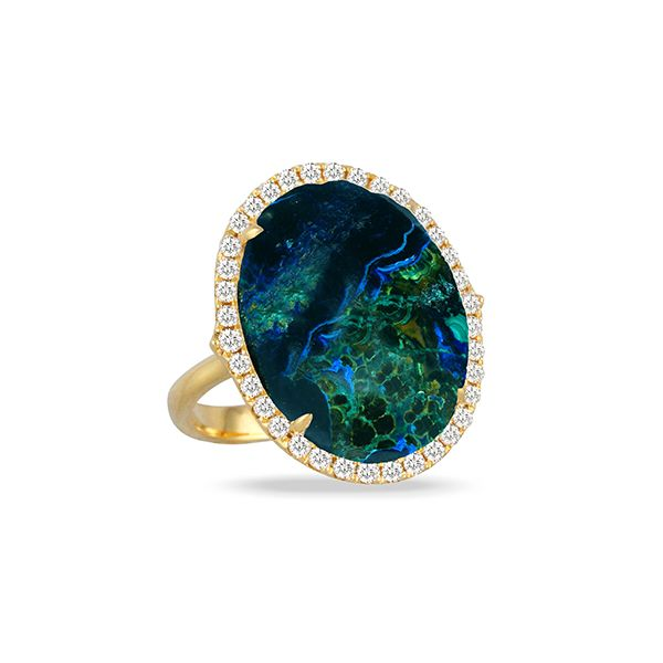 ENVY | 18K Gold Vermeil Green Malachite Gemstone Ring — RAINE LONDON