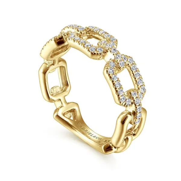 14K Yellow Gold Pave Diamond Chain Link Ring Band Image 3 Koerbers Fine Jewelry Inc New Albany, IN