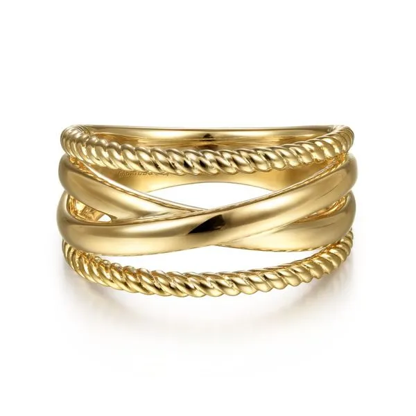 14K Yellow Gold Twisted and Plain Criss Cross Ring Koerbers Fine Jewelry Inc New Albany, IN