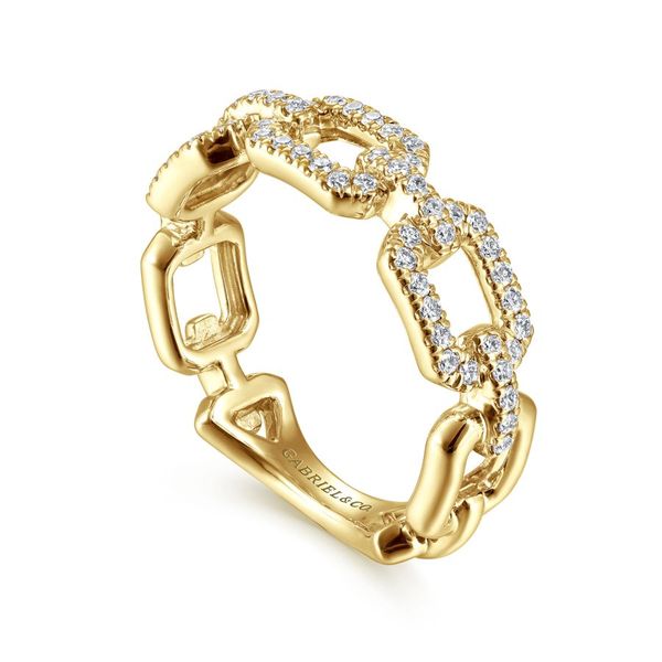 14K Yellow Gold Pave Diamond Chain Link Stackable Ring Band Image 3 Koerbers Fine Jewelry Inc New Albany, IN