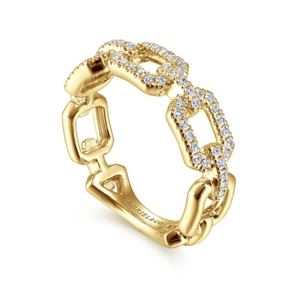 14K Yellow Gold Pave Diamond Chain Link Stackable Ring Band Image 3 Koerbers Fine Jewelry Inc New Albany, IN