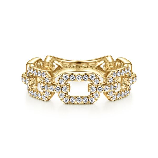 14K Yellow Gold Pave Diamond Chain Link Stackable Ring Band Koerbers Fine Jewelry Inc New Albany, IN