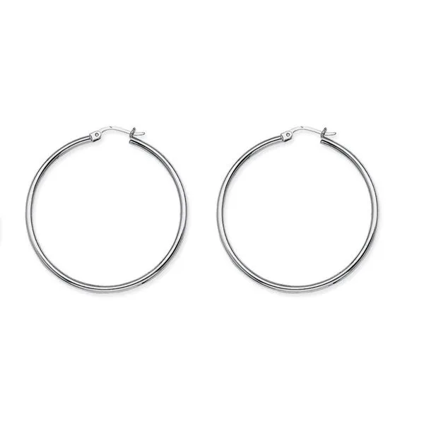 14K White Gold Polished Hoop Earrings Koerbers Fine Jewelry Inc New Albany, IN