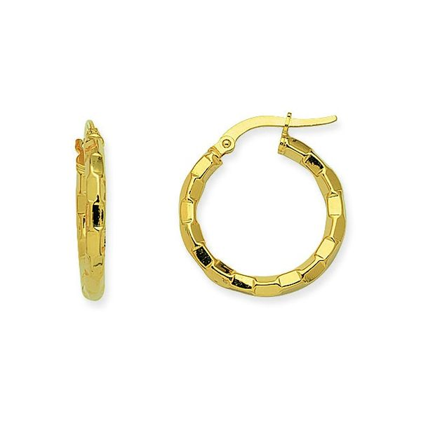 14K Yellow Gold Round Brick Design Hoop Earrings Koerbers Fine Jewelry Inc New Albany, IN