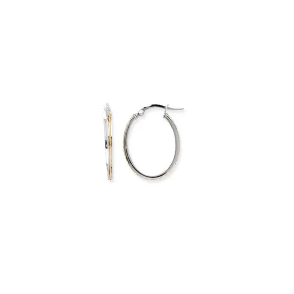 14K Yellow and White Gold Medium Oval Hoop Earrings Koerbers Fine Jewelry Inc New Albany, IN