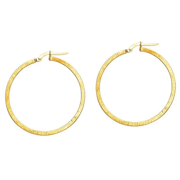 14K Yellow Gold Texture Hoop Earrings Koerbers Fine Jewelry Inc New Albany, IN