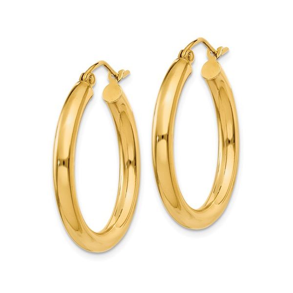 14K Yellow Gold Polished Tube Hoop Earrings Image 2 Koerbers Fine Jewelry Inc New Albany, IN