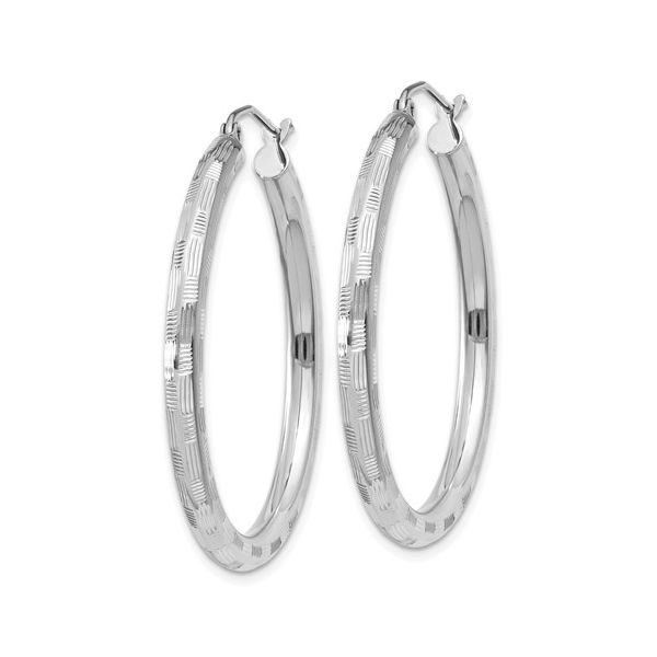 14K White Gold Textured Hoop Earrings Image 2 Koerbers Fine Jewelry Inc New Albany, IN