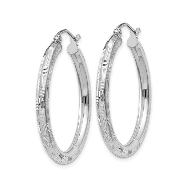 14K White Gold Textured Hoop Earrings Image 2 Koerbers Fine Jewelry Inc New Albany, IN