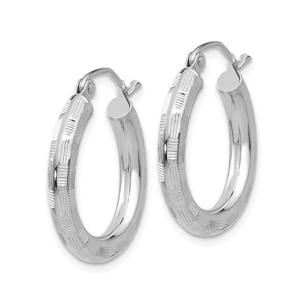 14K White Gold Textured Hoop Earrings Image 2 Koerbers Fine Jewelry Inc New Albany, IN