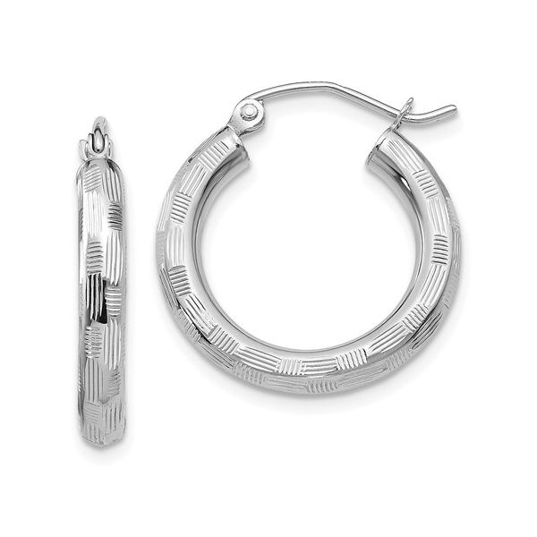 14K White Gold Textured Hoop Earrings Koerbers Fine Jewelry Inc New Albany, IN