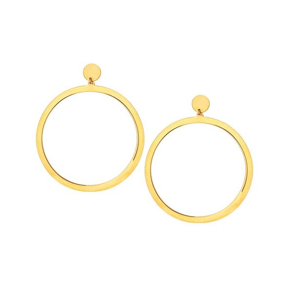 14K Yellow Gold Dangle Circle Post and Nut Earrings Koerbers Fine Jewelry Inc New Albany, IN