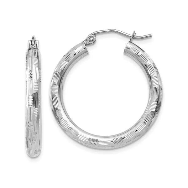 14K White Gold Textured Hoop Earrings Koerbers Fine Jewelry Inc New Albany, IN