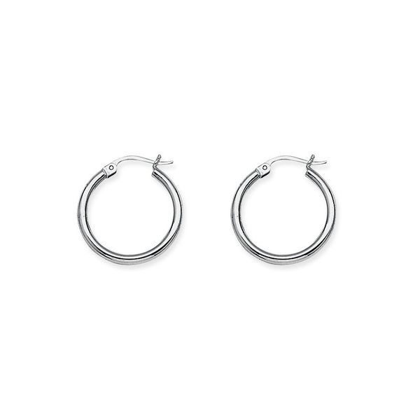 14K White Gold Polished Hoop Earrings Koerbers Fine Jewelry Inc New Albany, IN