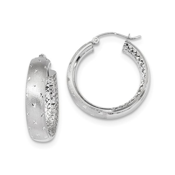 14K White Gold Diamond Cut Inside/Outside Hoop Earrings Koerbers Fine Jewelry Inc New Albany, IN