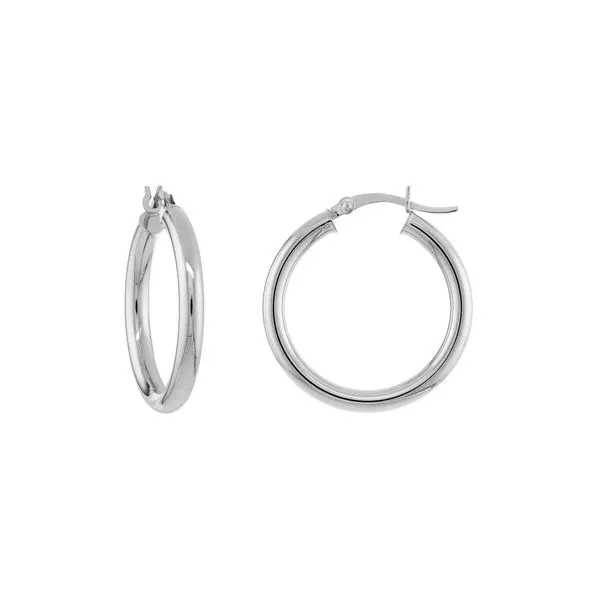 14K White Gold Polished Hoop Earrings Koerbers Fine Jewelry Inc New Albany, IN