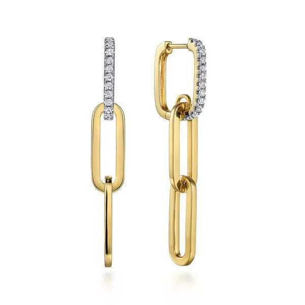 14K Yellow Gold Diamond Link Hollow Chain Drop Earrings Koerbers Fine Jewelry Inc New Albany, IN