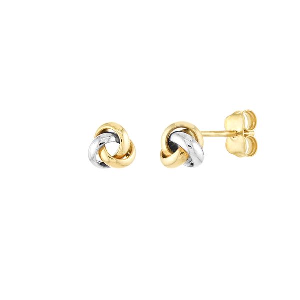 10K Yellow and White Gold Closed 3 Loop Love Knot Post Earrings Koerbers Fine Jewelry Inc New Albany, IN