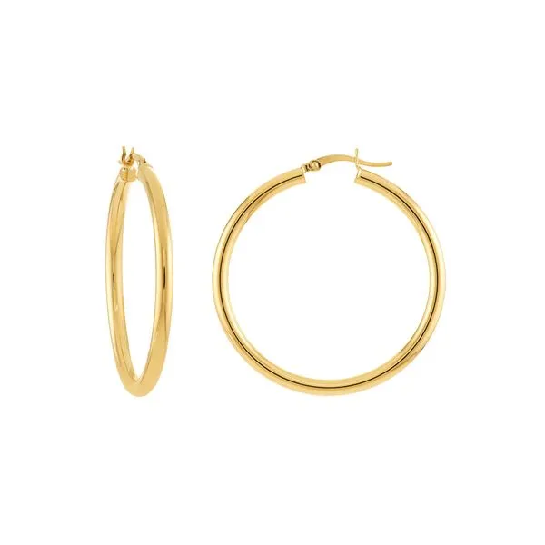 14K Yellow Gold Polished Tube Hoop Earrings Koerbers Fine Jewelry Inc New Albany, IN