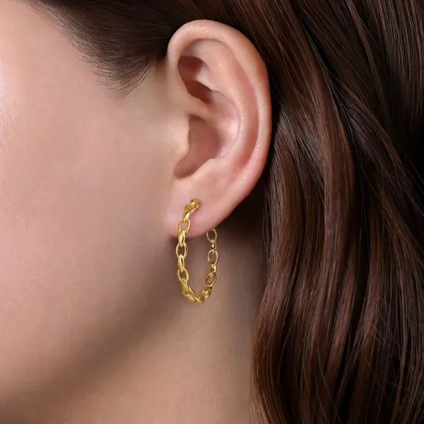 14K Yellow Gold Chain Pattern Hoop Earrings Image 2 Koerbers Fine Jewelry Inc New Albany, IN