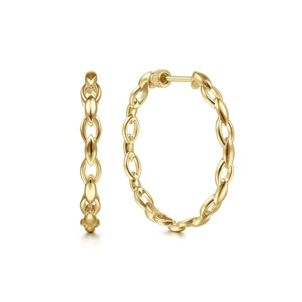 14K Yellow Gold Chain Pattern Hoop Earrings Koerbers Fine Jewelry Inc New Albany, IN
