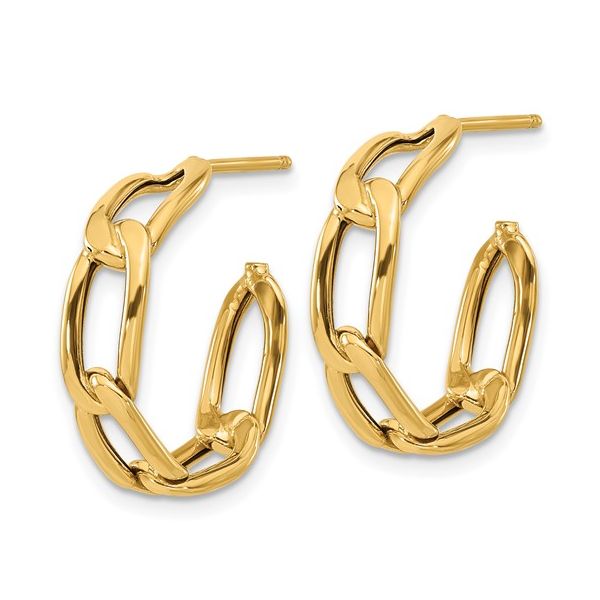 Leslie's 14K Yellow Gold Polished Link Post Hoop Earrings Image 2 Koerbers Fine Jewelry Inc New Albany, IN