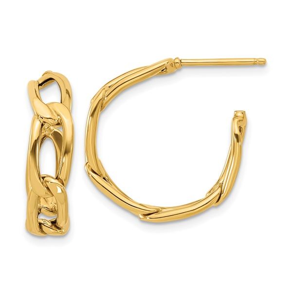 Leslie's 14K Yellow Gold Polished Link Post Hoop Earrings Koerbers Fine Jewelry Inc New Albany, IN