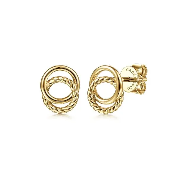 14K Yellow Gold Twisted Rope Double Circle Stud Earrings Koerbers Fine Jewelry Inc New Albany, IN