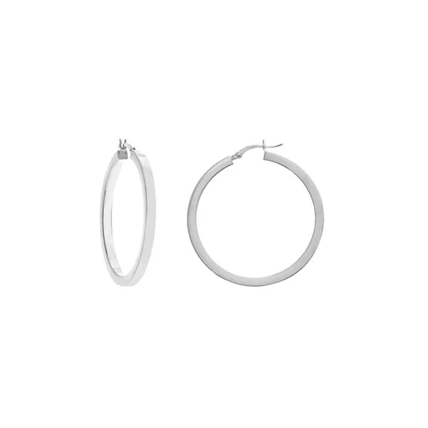 14K White Gold Square Tube Round Hoop Earrings Koerbers Fine Jewelry Inc New Albany, IN