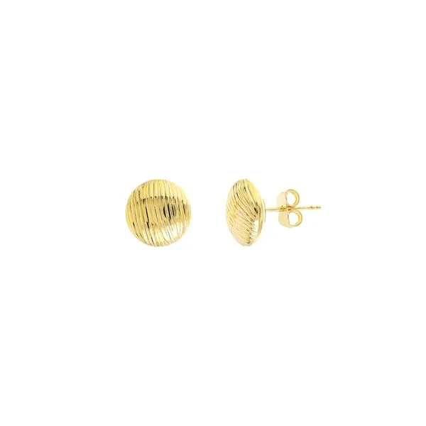 14K Yellow Gold Ridged Button Stud Earrings on Post Back Koerbers Fine Jewelry Inc New Albany, IN