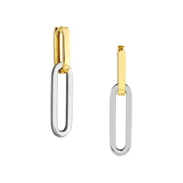 14K Yellow and White Gold Two Tone Paperclip Hoop Earrings Koerbers Fine Jewelry Inc New Albany, IN