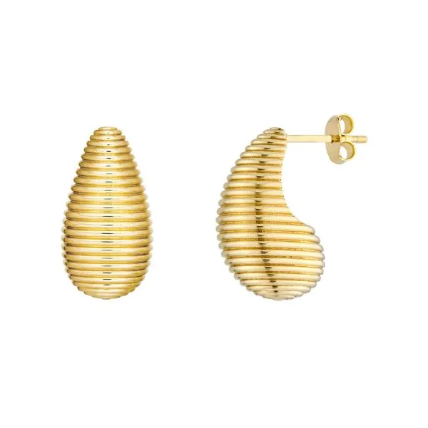 14K Yellow Gold Fluted Teardrop Stud Earrings Koerbers Fine Jewelry Inc New Albany, IN