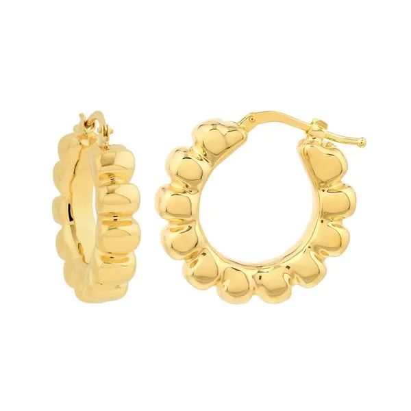 14K Yellow Gold Puff Scalloped Hoop Earrings Koerbers Fine Jewelry Inc New Albany, IN