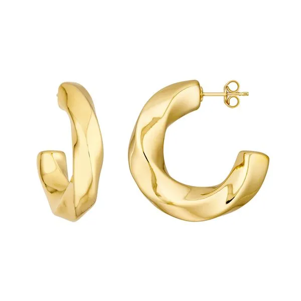 14K Yellow Gold Puff Geometric Dome Open Hoop Earrings Koerbers Fine Jewelry Inc New Albany, IN