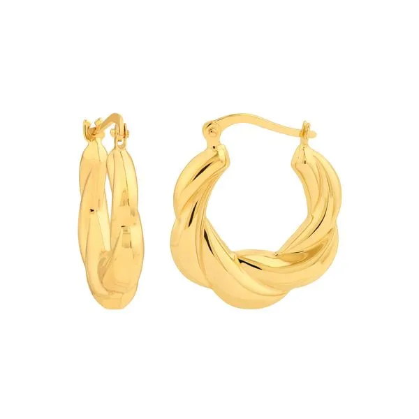 14K Yellow Gold Twisted Round Hoop Earrings Koerbers Fine Jewelry Inc New Albany, IN