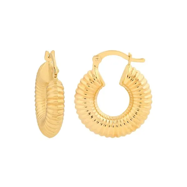 14K Yellow Gold Textured Round Hoop Earrings Koerbers Fine Jewelry Inc New Albany, IN