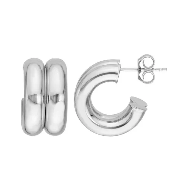14K White Gold Small Double Hoop Earrings Koerbers Fine Jewelry Inc New Albany, IN