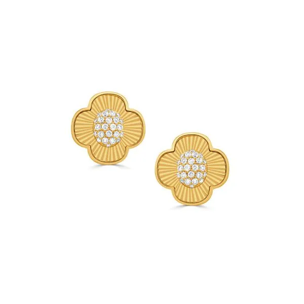 18K Yellow Gold Diamond Clover Earrings Koerbers Fine Jewelry Inc New Albany, IN