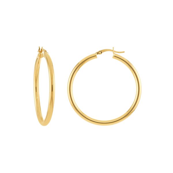 14K Yellow Gold Polished Tube Hoop Earrings Koerbers Fine Jewelry Inc New Albany, IN