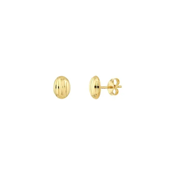 14K Yellow Gold Diamond Cut Oval Dome Stud Earrings on Post Back Koerbers Fine Jewelry Inc New Albany, IN