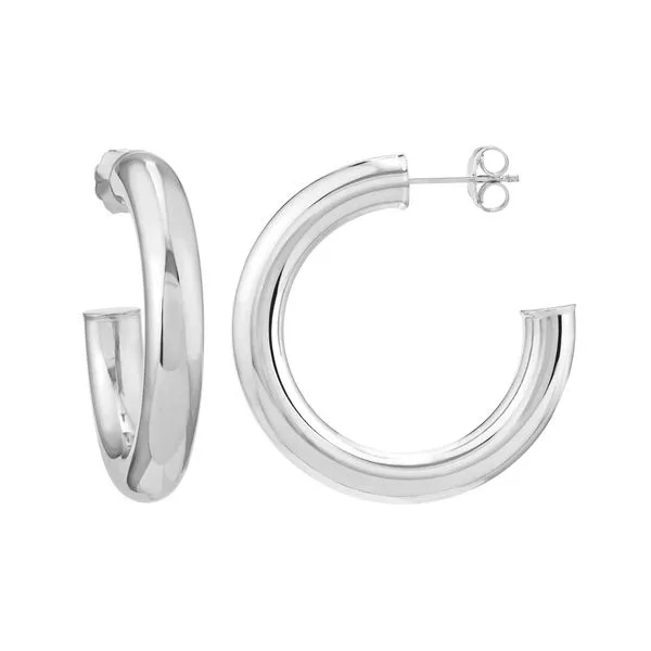 14K White Gold Tube Hoop Earrings Koerbers Fine Jewelry Inc New Albany, IN