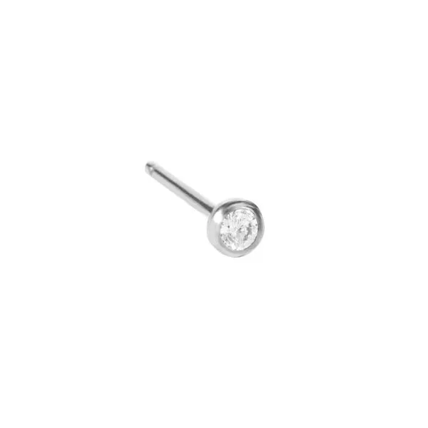 14K White Gold Bezel Set Single Diamond Stud Earring Koerbers Fine Jewelry Inc New Albany, IN
