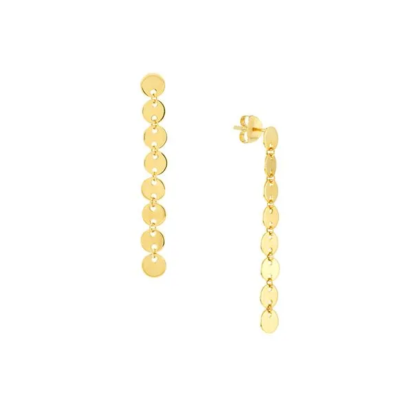 14K Yellow Gold Mini Disc Dangle Earrings on Post Back Koerbers Fine Jewelry Inc New Albany, IN
