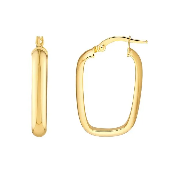 14K Yellow Gold Polished Rectangle Hoop Earrings Koerbers Fine Jewelry Inc New Albany, IN
