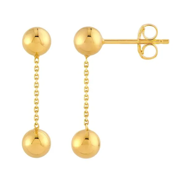 14K Yellow Gold Bead Cable Chain Dangle Earrings Koerbers Fine Jewelry Inc New Albany, IN